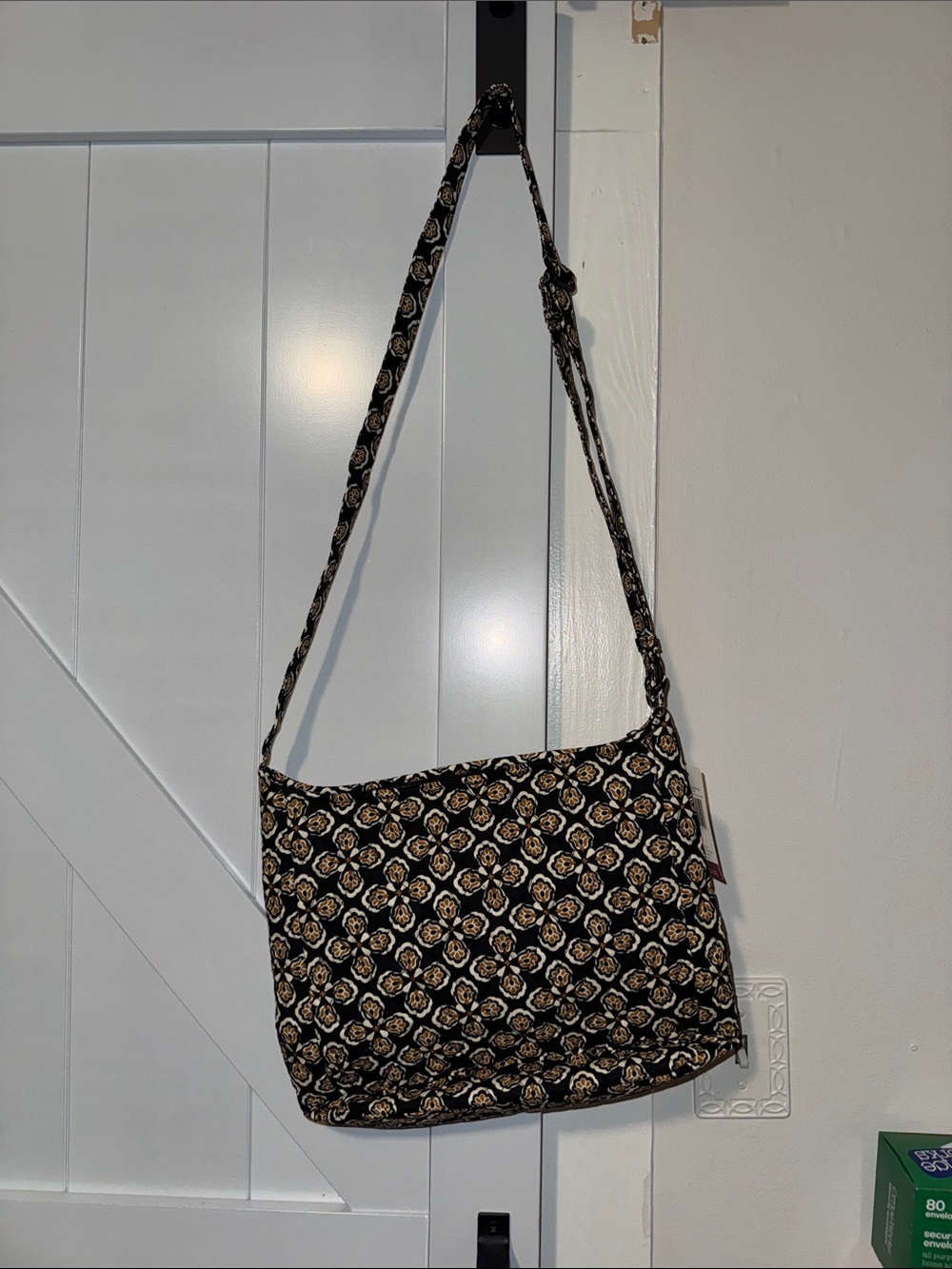 Vera Bradley Crossbody in Black with Cream and Tan Medallion